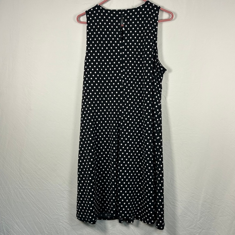 MSK Shift Dress Womens Large Black Polka Dot Ring Zipper Sleeveless A-Line - Picture 3 of 3